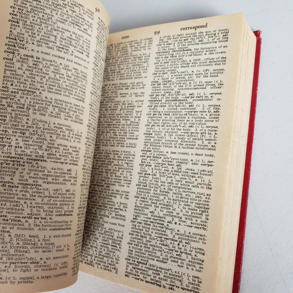 Webster's New World Dictionary 1974 Compact School and Office Edition Red HC